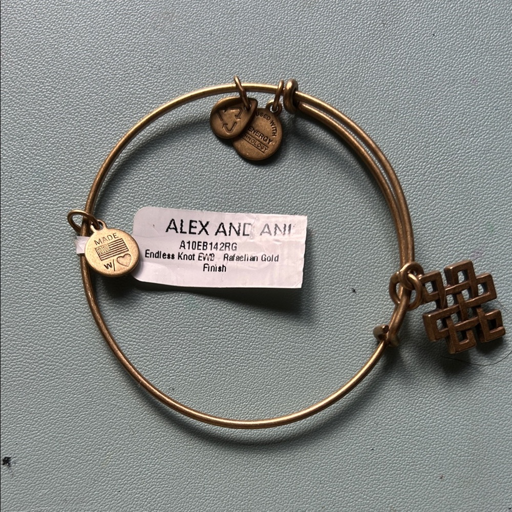 Alex and Ani Radiant Gold Knot Charm Bracelet